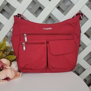 Bagallini Everywhere Red Crossbody Hobo Purse
